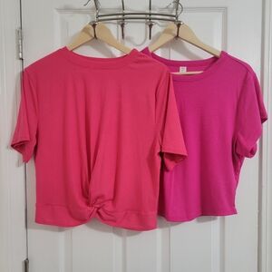 Women's Pink Workout Tops- Set Of 2